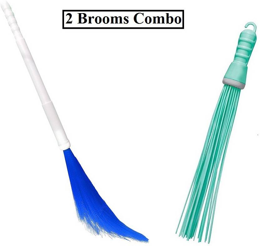 JEEBU Adjustable Plastic Jhadu, Broomstick Plastic Kharata Jhadu, Plastic Phool Jharu Plastic
