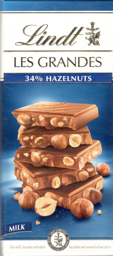 LINDT LES GRANDES MILK HAZELNUT IMPORTED CHOCOLATE Bar(150 g)
