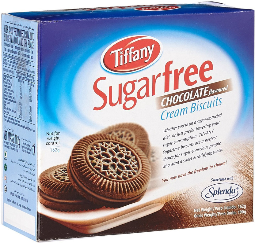 Tiffany SUGAR FREE CHOCOLATE FLAVOURED CREAM BISCUIT IMPORTED MADE IN UAE Cream Sandwich Biscuit(162 g)