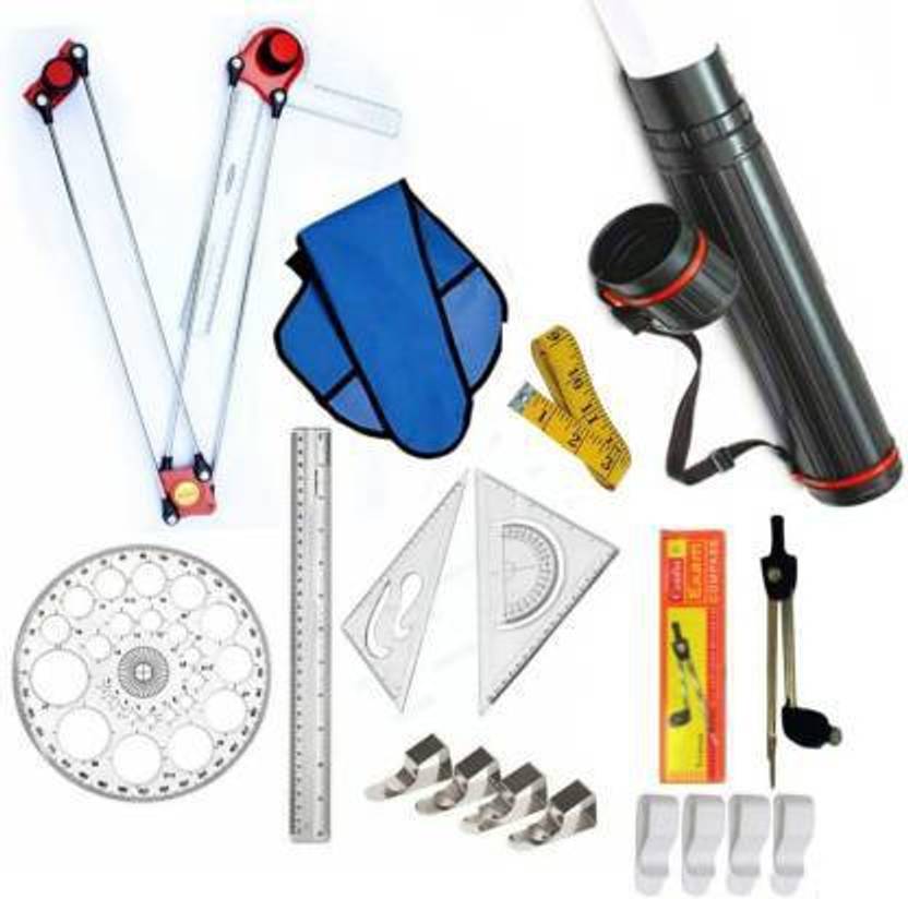 Antiquity Engineering Kit (Set Squares, Protractor, Drawing Clips Etc