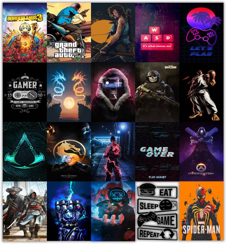 pack of 20 gaming wall poster games poster for roomA4 Size 11.9x8.3