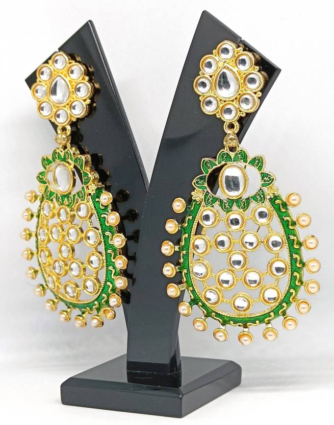 Flipkart.com - Buy Juwelen Traditional New Green Meenakari Antique Jhumka For Girls or Women Brass Drops & Danglers Online at Best in