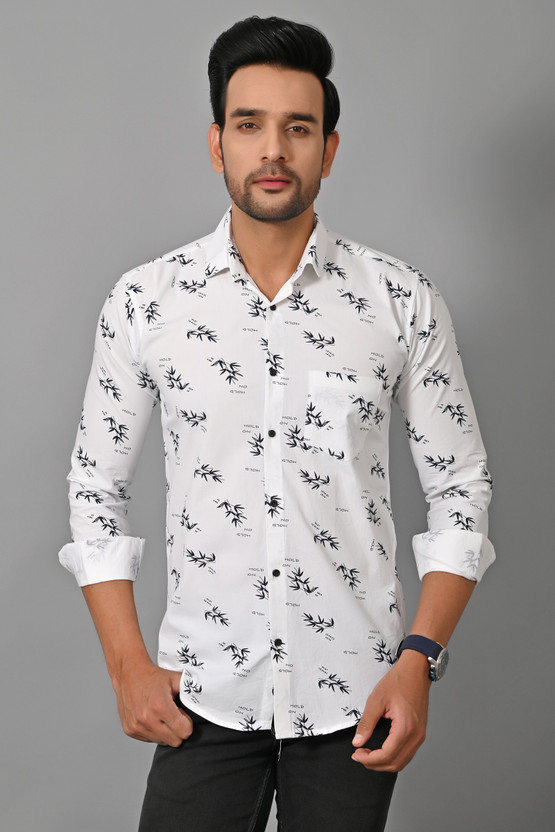 White shirt flower print clearance