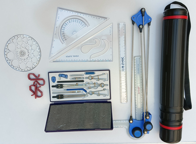 UEI ART NO 0136 MINI DRAFTER COMBO WITH 13 PART DRAWING INSTRUMENTS BOX (7 ITEMS) Drafting Kit(Pack of 7)