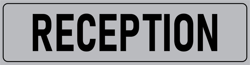 WallDesign Reception Sign Board 14 in x 5.5 in For Hotel Resort Home Stay 5mm Thick Silver Emergency Sign
