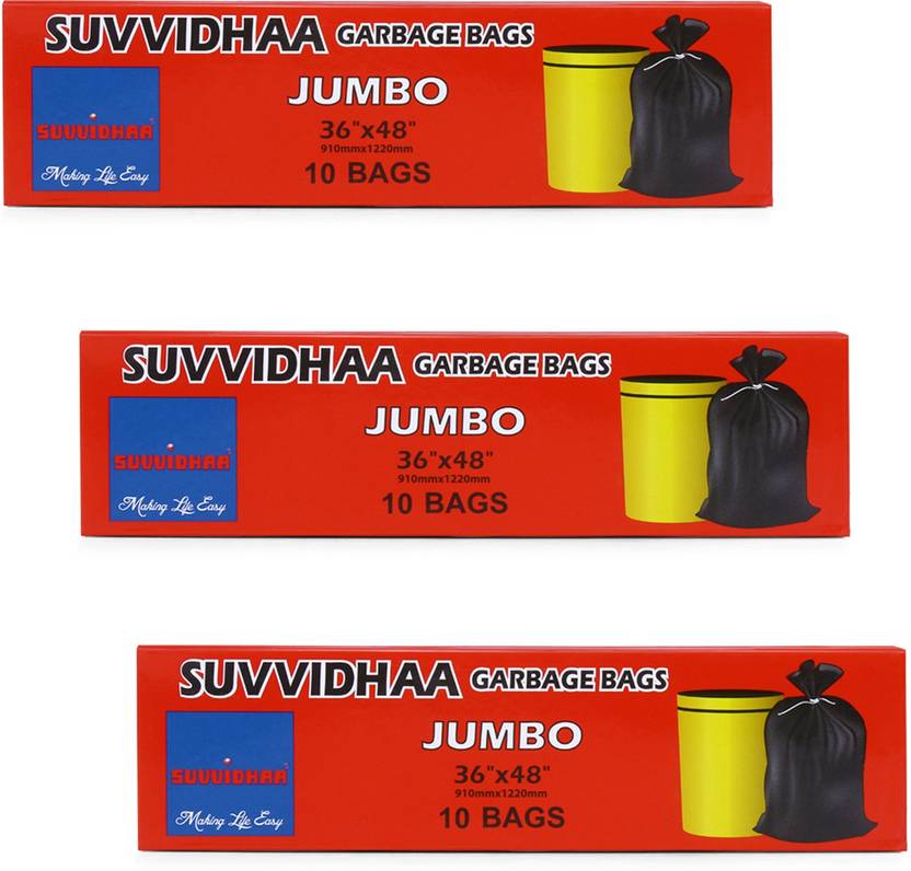 SUVIDHA Garbage Bags Jamboo 36 X 48 Inches Waste Trash Bag (Pack of 310 Bags per pack) Jumbo