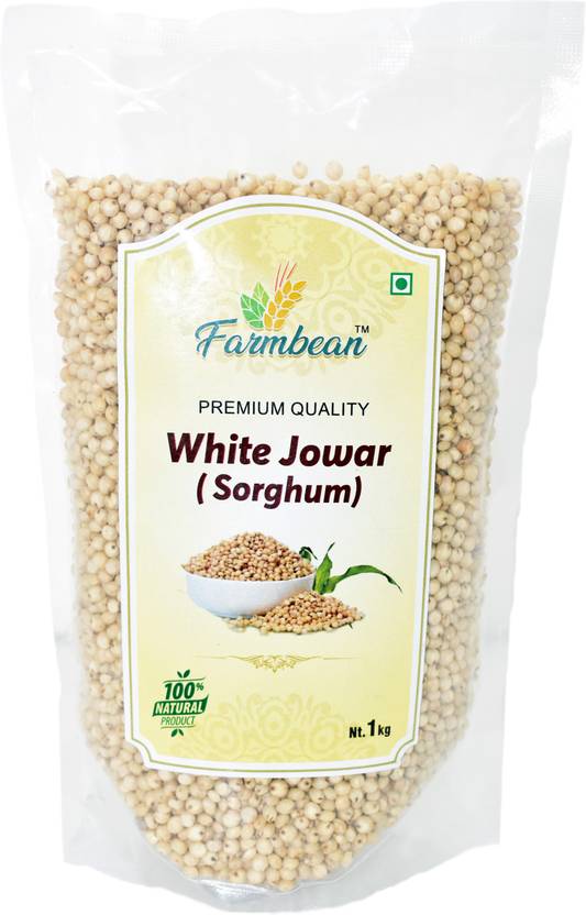 Farmbean whole white jowar or Grain Pearl Millet (Pack of 1Kg