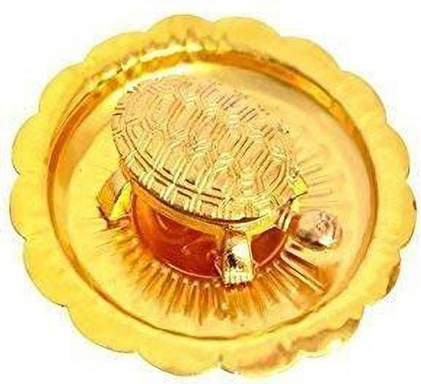 Delhi Gift House VastuTurtle/Kachua With Metal Plate, Wish Fulfillment Copper Yantra(Pack of 2)