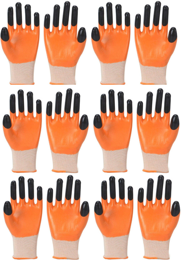 Masox Store Heavy Duty Nitrile Coated Work For Industrial Gardening Agricultural O_9 Wet and Dry Disposable Glove Set(Free Size Pack of 12)