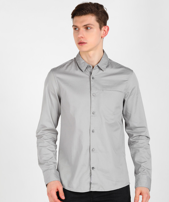 Calvin Klein Jeans Men Solid Casual Grey Shirt