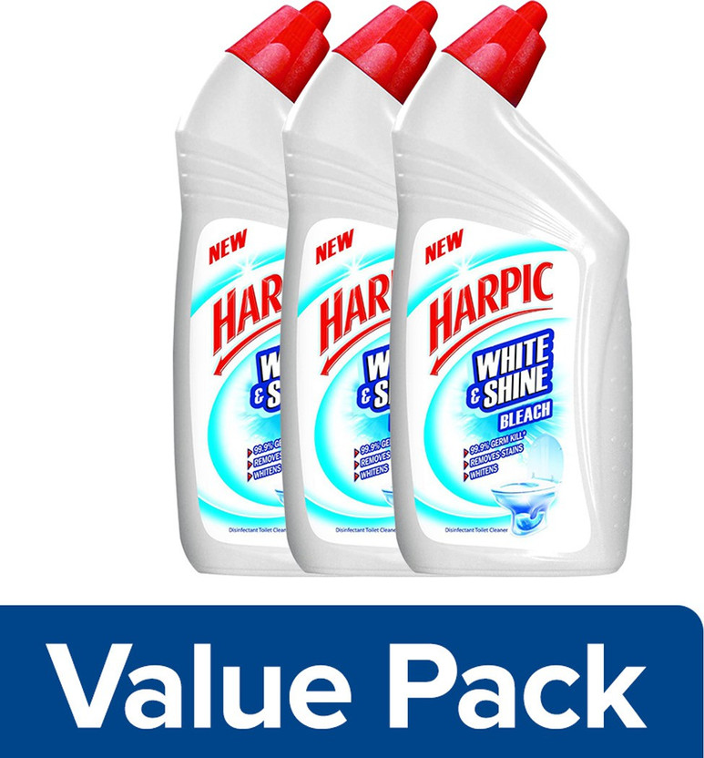 Harpic White & Shine Bleach Regular Liquid Toilet Cleaner(3 x 500 ml)