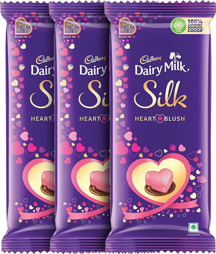 Cadbury Dairy Milk Silk Plain Valentine Heart Blush Chocolate Bar, 150