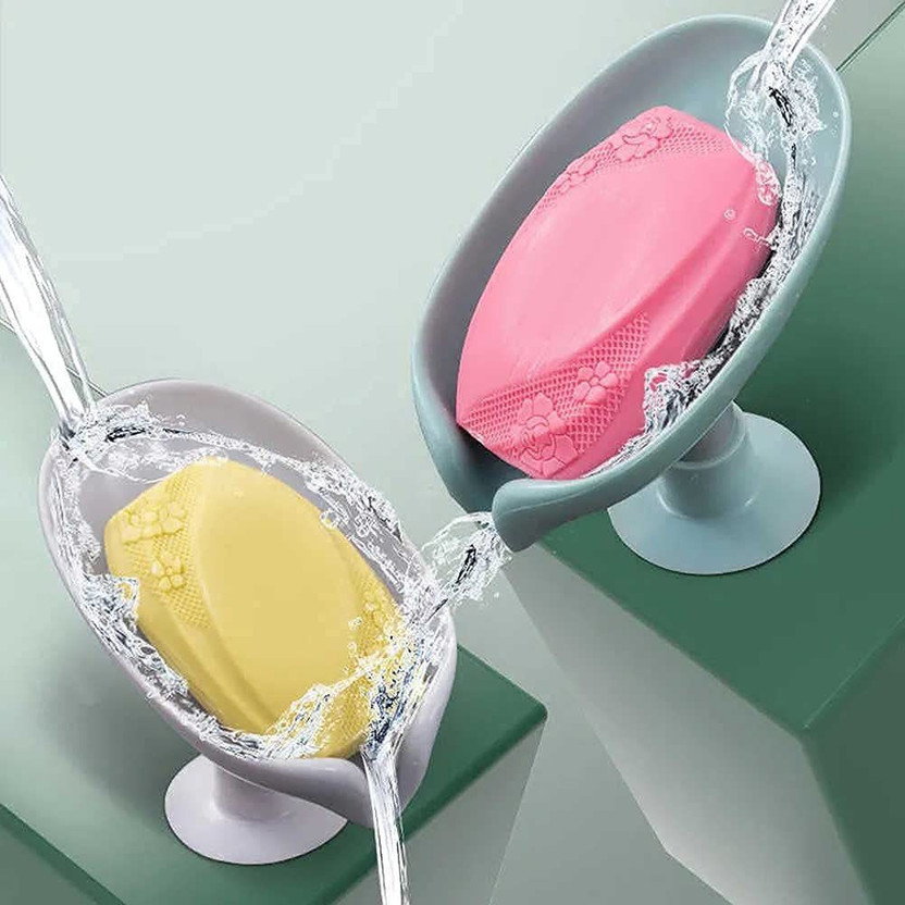 deadly Creative New Leaf-Shape Self Draining Soap Dish Holder (pack of 1)(Multicolor)