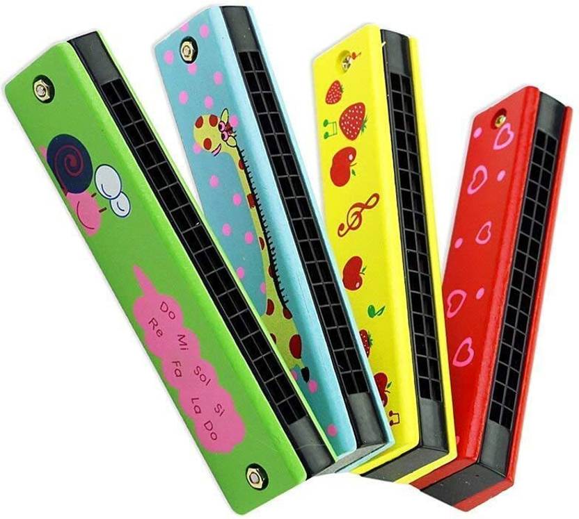 TOYS HOUSE Wood Mouth Organ Random Colors/Design Multicolors (Pack of 2