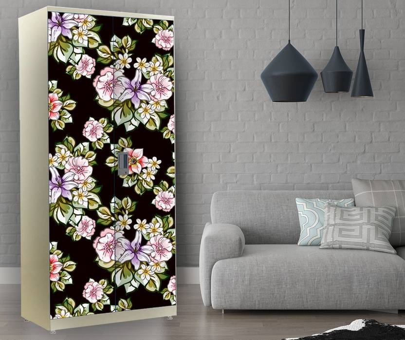 digital print world Almirah Sticker Extra Large Floral Design for