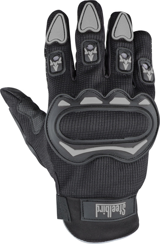 Steelbird Bike Riding Gloves with Touch Screen Sensitivity at Thumb and Index Finger Riding Gloves(Black Grey)