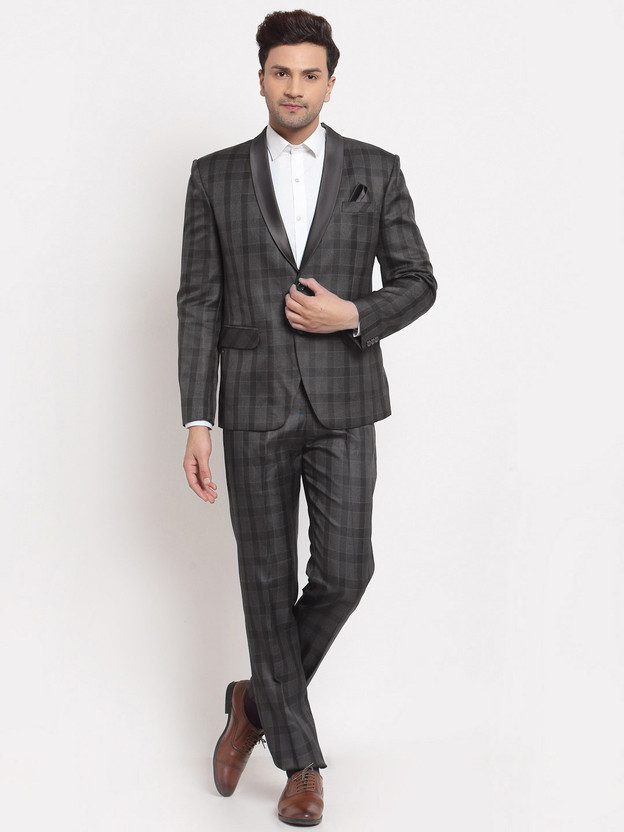 Klotthe Men MultiColor Checked Single-Breasted Two-Piece Party Suit Checkered Men Suit