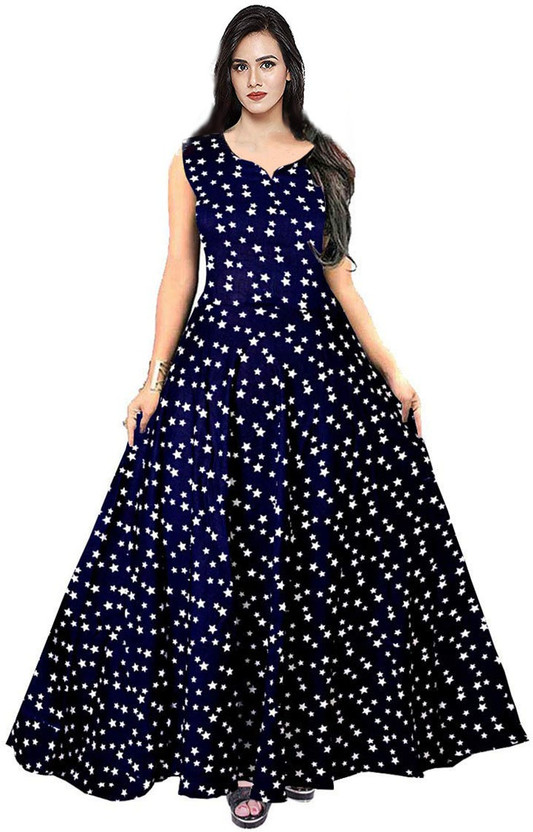 DISHA INDUSTRIES Women Gown Blue Dress 