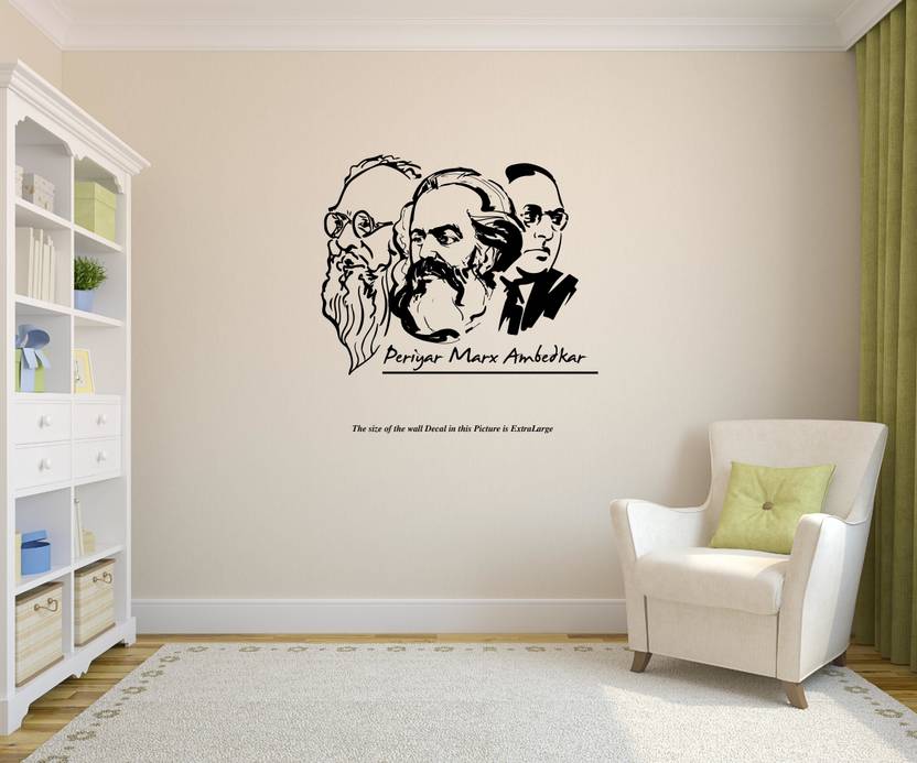 PEACOCKRIDE 60 cm Periyar Karl Marx Ambedkar Wall Decal Self Adhesive