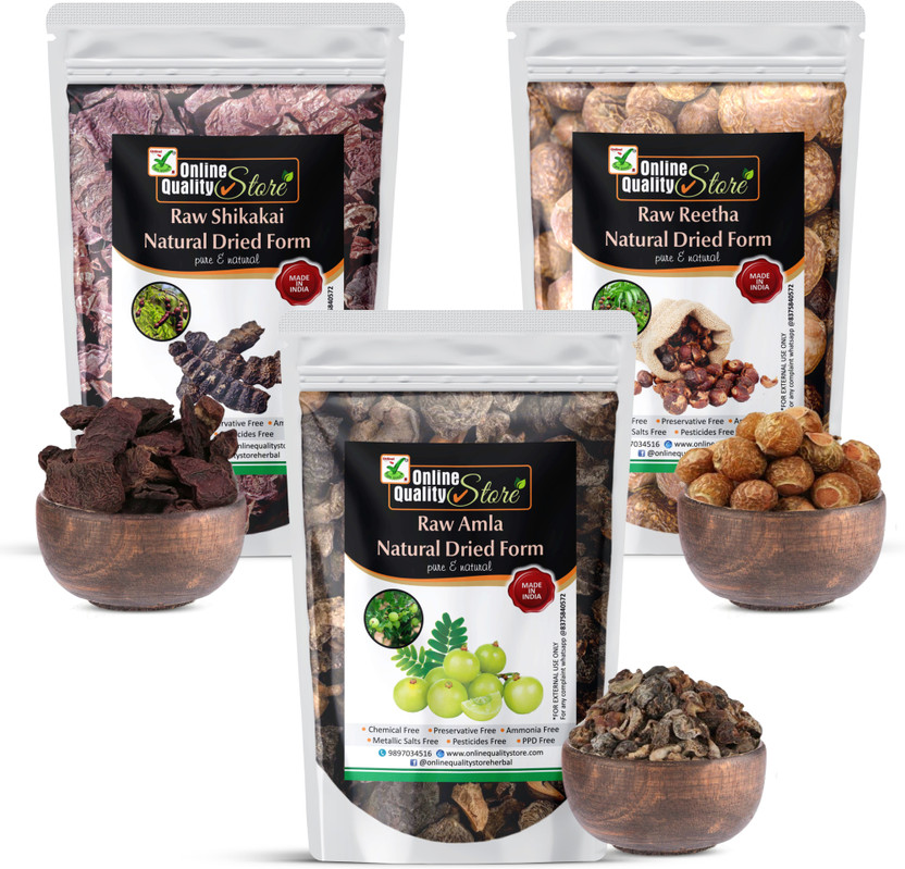 Online Quality Store Reetha Amla Shikakai (RAW Form) Combo Pack_900g(900 g)