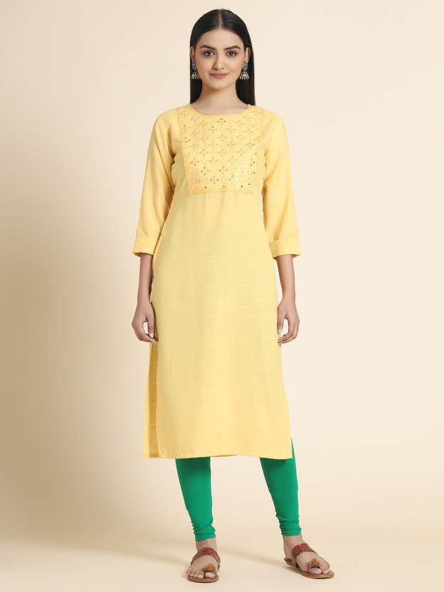 yellow colour kurti flipkart