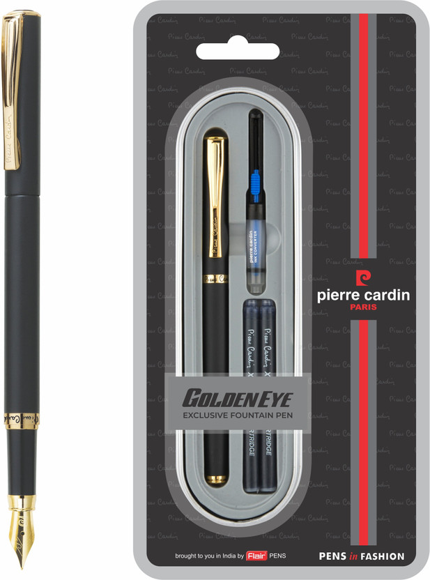 PIERRE CARDIN Golden Eye Matte Black Finish Exclusive | Metal Body With Attractive Look Fountain Pen(Ink Color - Blue)