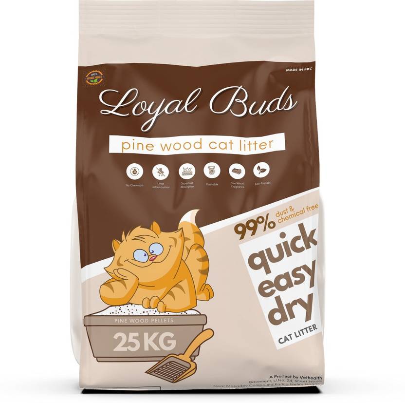 Loyal Buds ® Organic Pine Wood Exclusive Cat Litter Flushable (Smart Saver Pack 25Kg) Pet