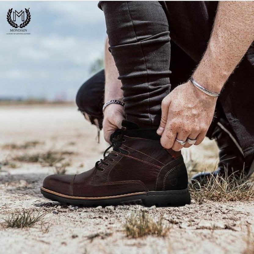 leather casual boots for men