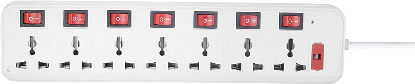 Leavess NXT-107 EXTENSION BOARD WITH 3MTR WIRE 7+7 SOCKET & SWITCH 7  Socket Extension Boards(White, Red, 3 m)