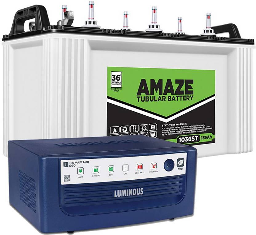 AMAZE 1036ST+ Luminous Eco Watt Neo 1050 Tubular Inverter Battery Price
