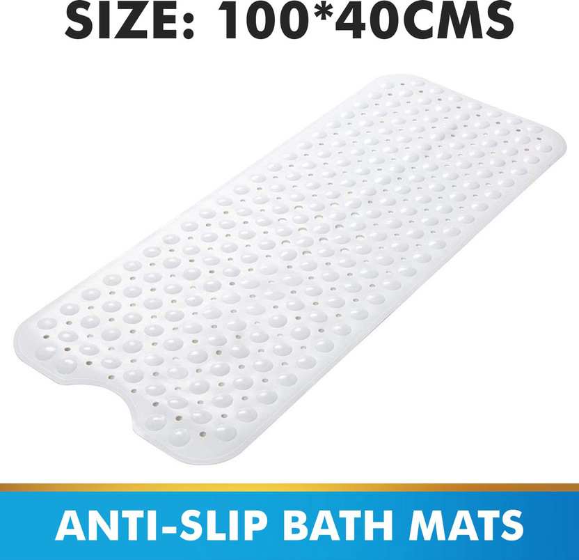 Lifekrafts PVC (Polyvinyl Chloride) Bathroom Mat(White Shower Mat Anti Slip(Size-100cm*40cm), Extra Large)