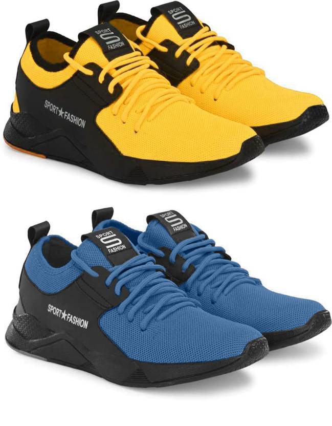 World Wear Footwear Exclusive Affordable Collection of Trendy & Stylish Sport Sneakers Shoes Running Shoes For Men  (Blue, Yellow)