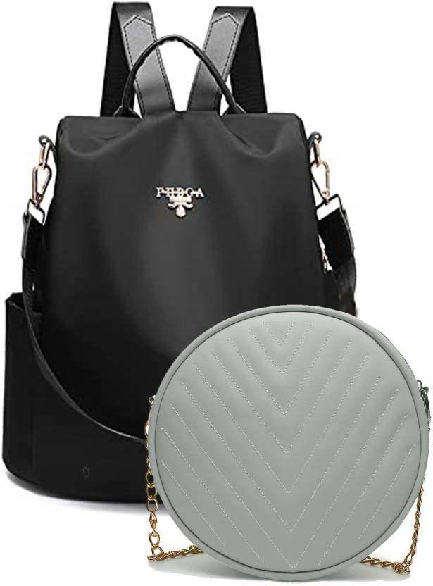 SKUGG Prada Black with Grey Amrodri Large Capacity Women's Bag Generation  Backpack 12 L Backpack Grey - Price in India 