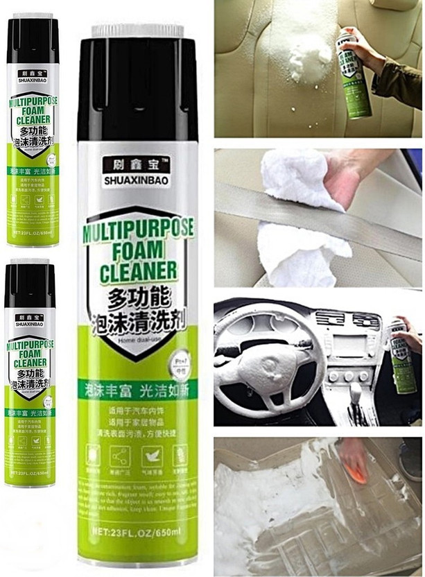 NKK Export Import Multipurpose Foaming Multi-Surface Foam Cleaner For Plastic Leather Vinyl Rubber, Car Interiors, Doors, PU/Leather Seats, Laminates and Plastics - 650 ml Car Automotive Products (Pack of 1) Plastic Leather Vinyl Rubber, Car Interiors, Doors, PU/Leather Seats Vehicle Interior Cleane