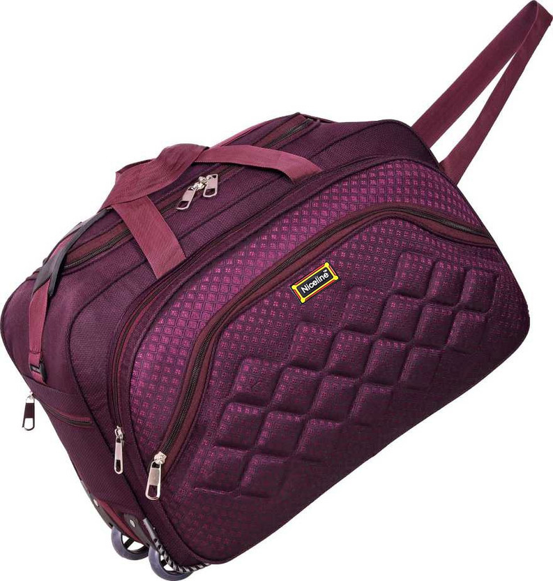 Nice Line (Expandable) 60 L Travel Duffel Bag With Roller Wheels For Both - Purple - Regular Capacity Duffel With Wheels (Strolley)