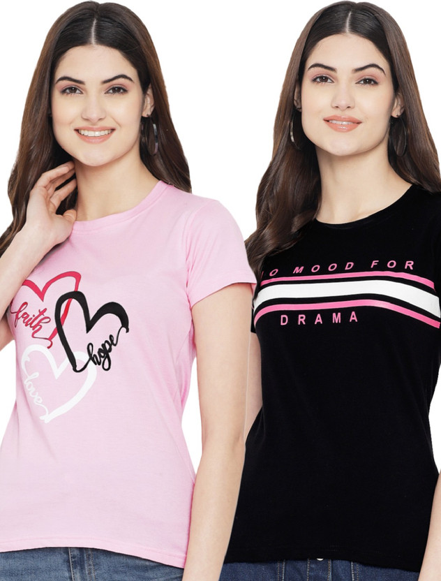 Black and pink women's t shirt clearance
