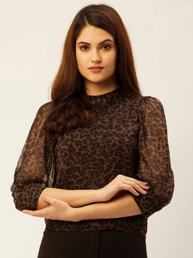 ANVI Be Yourself Casual Animal Print Women Brown Top - Buy ANVI Be Yourself  Casual Animal Print Women Brown Top Online at Best Prices in India |  