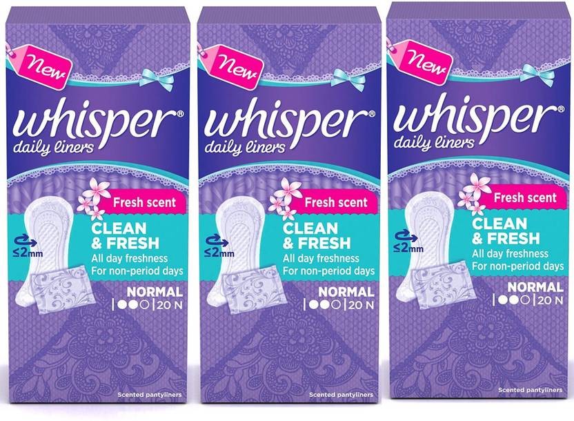Whisper Clean and Fresh Daily Liners (20+20+20 Count) Pantyliner