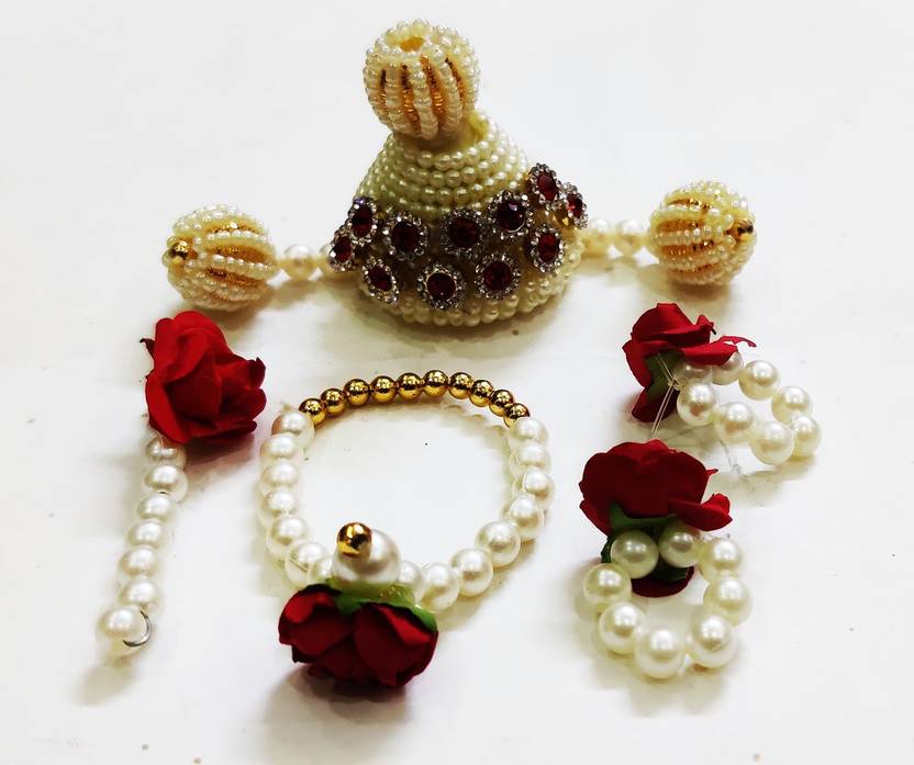 Dhinchak laddu gopal bengali Mukut, size 0 or 1 idol, pearl made Deity