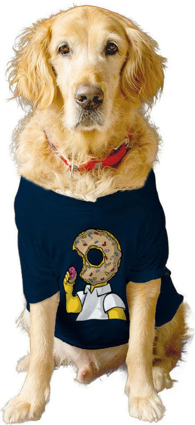 RUSE T-shirt for Dog(D_OH NUT Printed Crew Neck Tees Gift for Dogs(Navy))