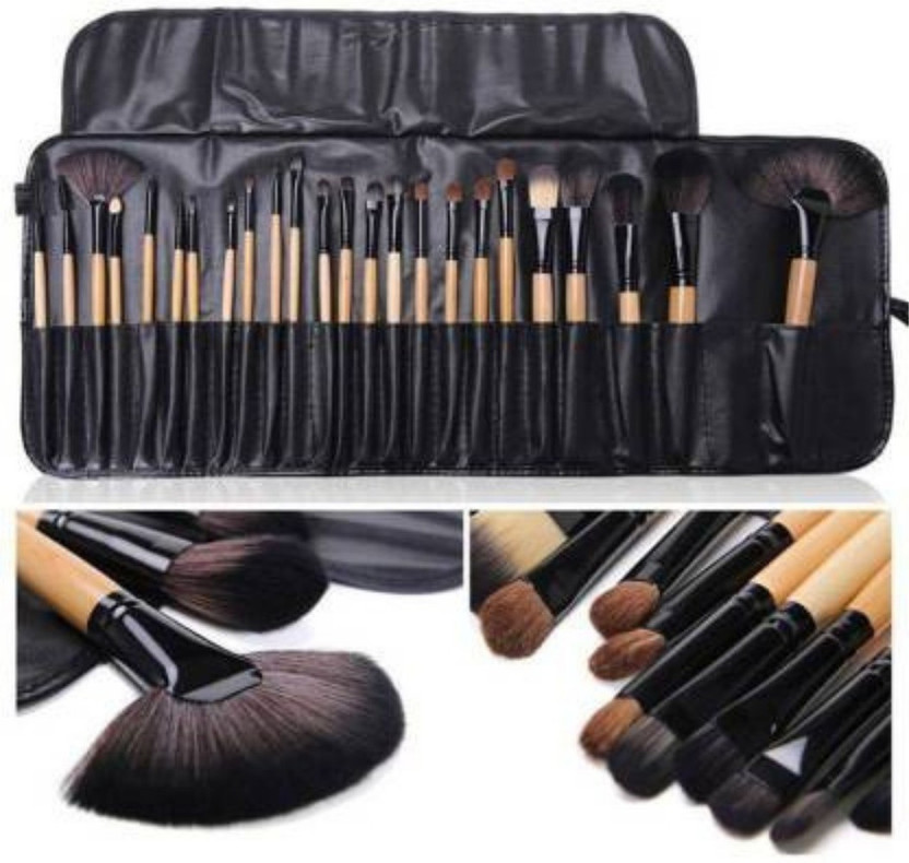 Fiftyshades Makeup Brush Set with PU Leather Case Makeup Tool Kit (24pcs)(Pack of 24)