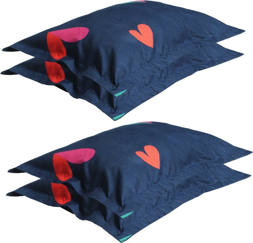 RRB TEXTILE Cotton Pillows Cover(50 cm*75 cm, Pack of 4, Blue)