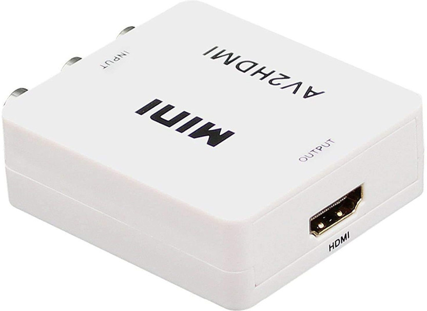 TERABYTE Mini AV RCA Input to HDMI Output Converter UP Scaler Composite Full HD 720/1080P Media Streaming Device(White)