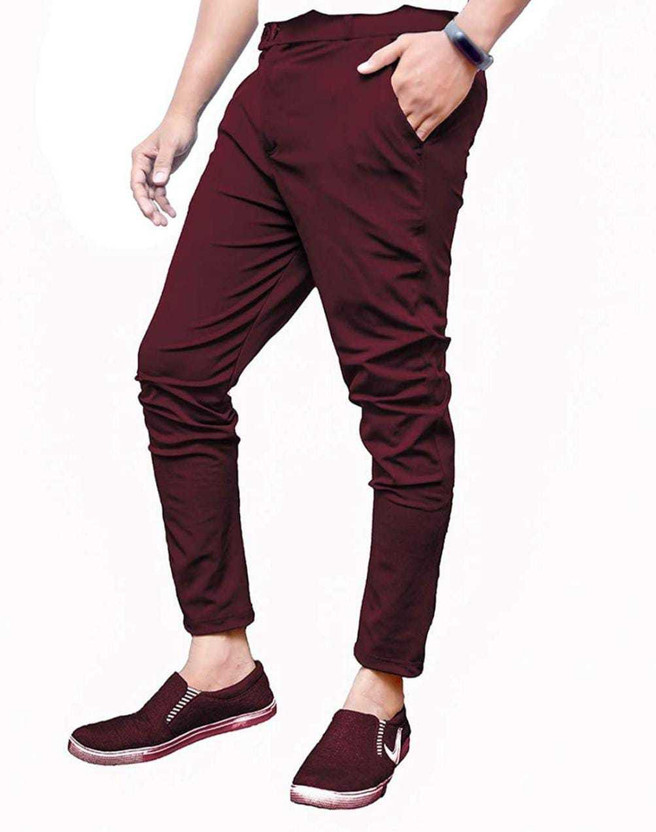 Dev Dev Slim Fit Men Maroon Trousers - Flipkart Deal