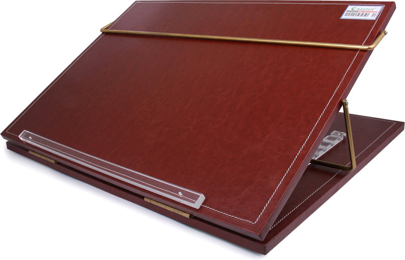 RASPER 2 Compartments Brown Leather Writing Desk Adjustable Height Leather Table Top Elevator Inclined Slant Easy Reading Desk Office Table Top (Big Size 24x18 Inches)Most Heavy 12MM(Brown (Tan))