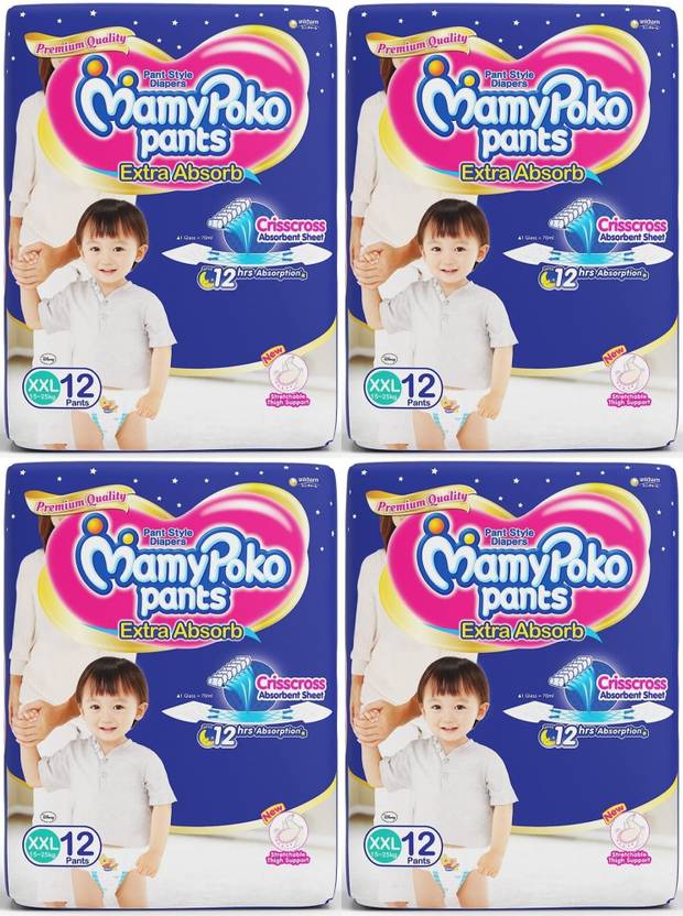MamyPoko Pants Extra Absorb Diapers XXL ( 12+12+12+12 Pieces ) XXL Buy 48 MamyPoko Pant