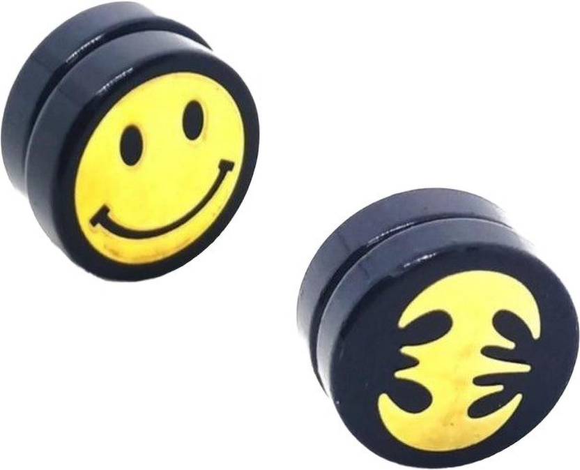  - Buy Juneja Enterprises Premium Quality Megnetic Smiley Batman  Ear Stud For Mens/Boys( 2 Single Pieces) Stainless Steel Stud Earring  Online at Best Prices in India