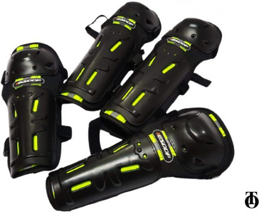 OBEROI'S TRADERS Motorcycle Knee and Elbow Protector Men / Women for Motorcycle Cycling Racing Knee Guard, Elbow Guard Free Black, Green(Pack of 4)