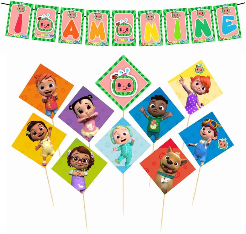 Balloonistics Cocomelon Theme 9th Birthday Banner Props For Backdrop ...