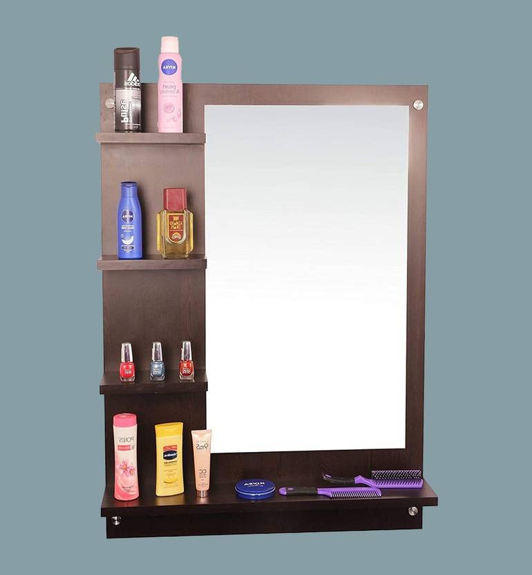 Dime Store Engineered Wood Wall Mount Dressing Mirror with Shelf